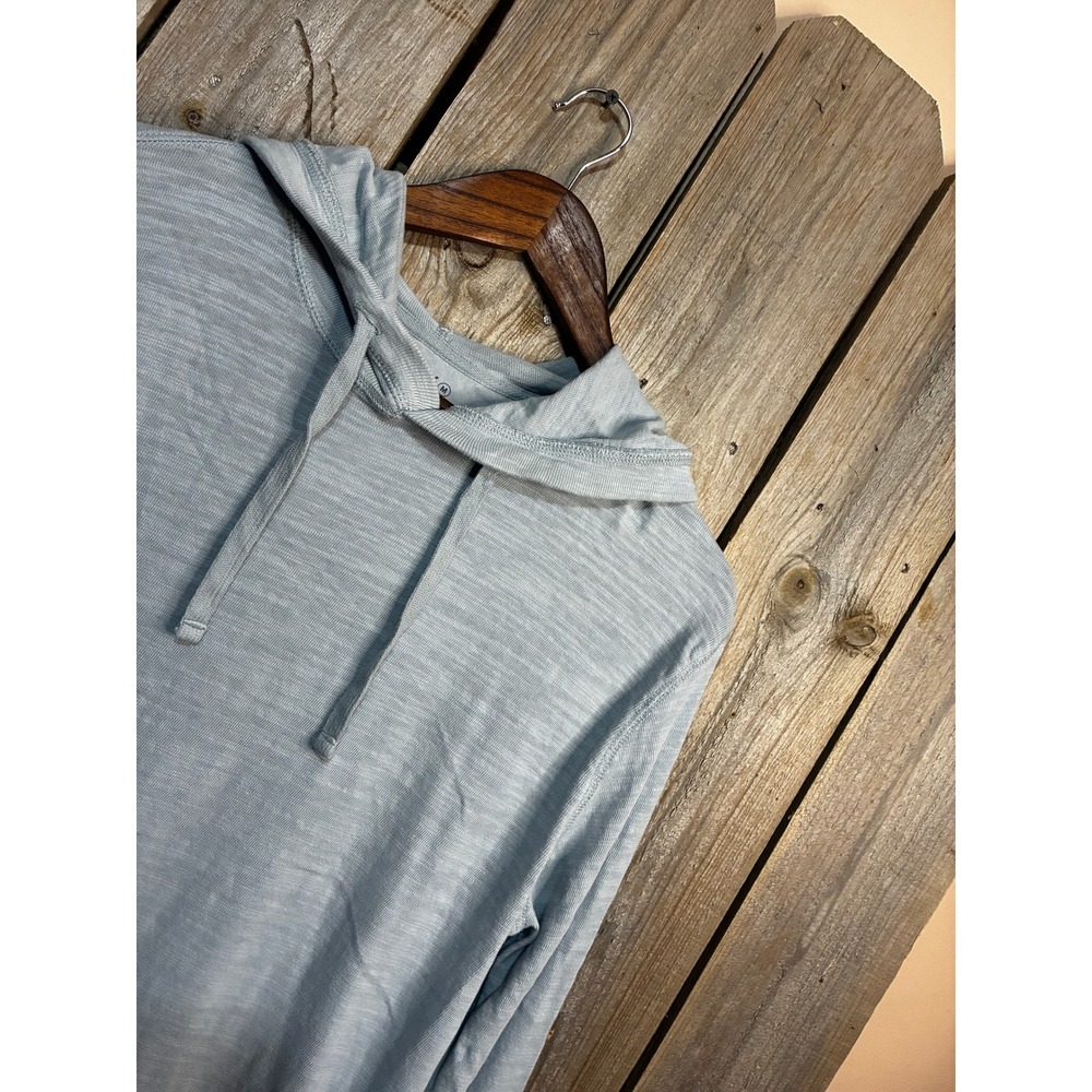 Faherty Sunwashed Organic Cotton Hoodie Light Blue Slub Pullover MKC0096-BBZ M